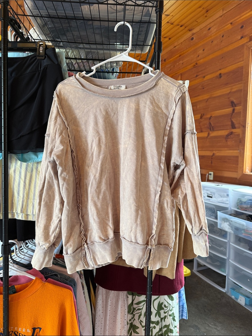 Zenana Outfitters Washed Taupe Crewneck Sweatshirt
